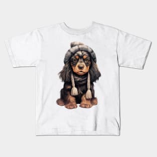 Winter English Cocker Spaniel Dog Kids T-Shirt